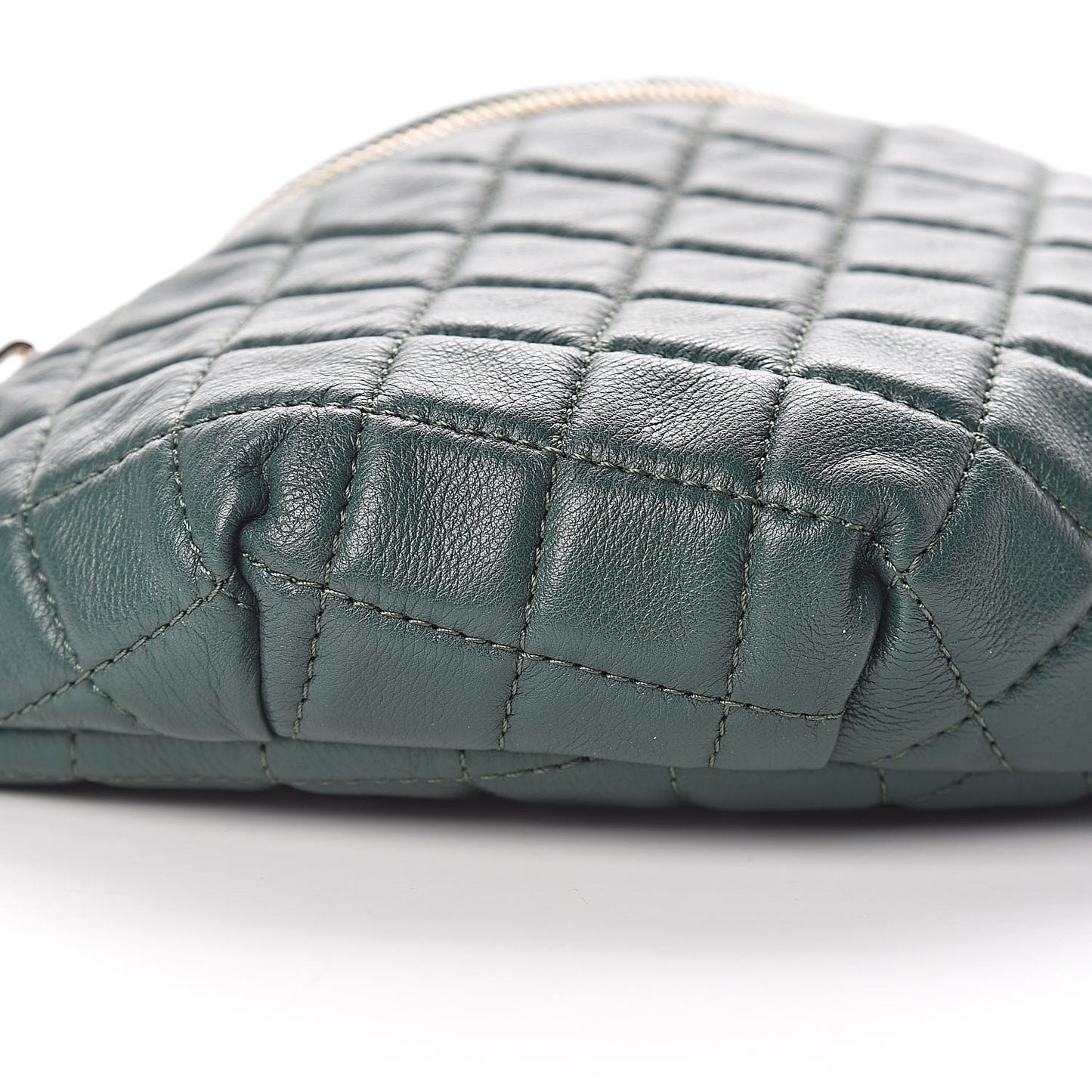 Calfskin Quilted Banane Waist Bag Fanny Pack Dark Green
