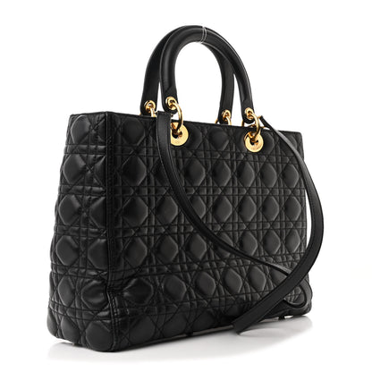 Christian Dior Lambskin Cannage Large Lady Dior Black 3 of 12