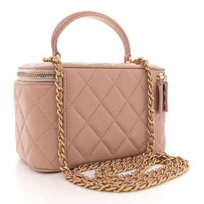 Chanel Lambskin Quilted Small Top Handle Vanity Case With Chain Beige 3 of 12