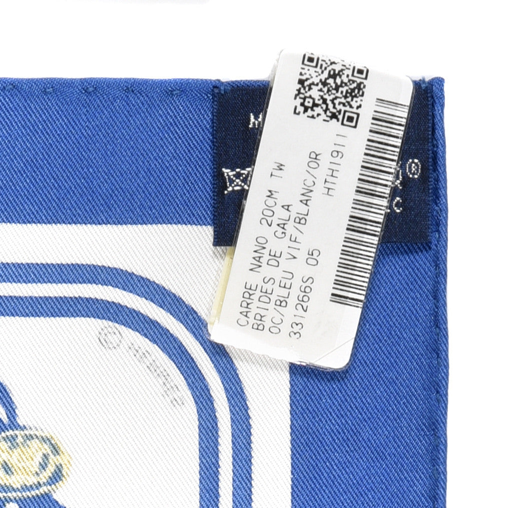 Silk Brides de Gala Nano Scarf 20 Bleu Vif White Or