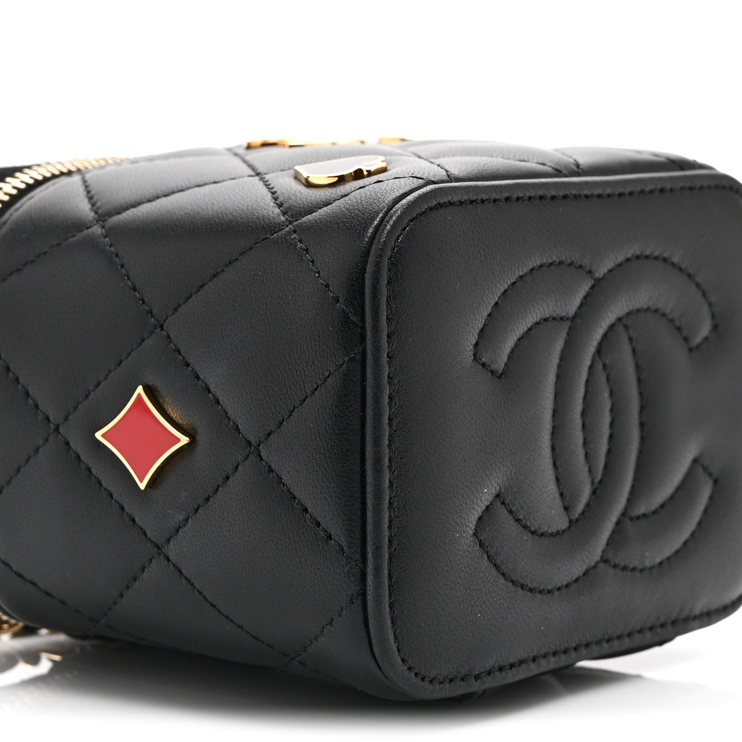 Chanel Lambskin Quilted Enamel Coco Casino Mini Vanity Case With Chain Black 10 of 11