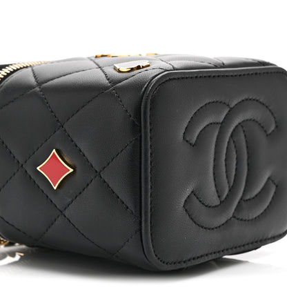 Chanel Lambskin Quilted Enamel Coco Casino Mini Vanity Case With Chain Black 10 of 11