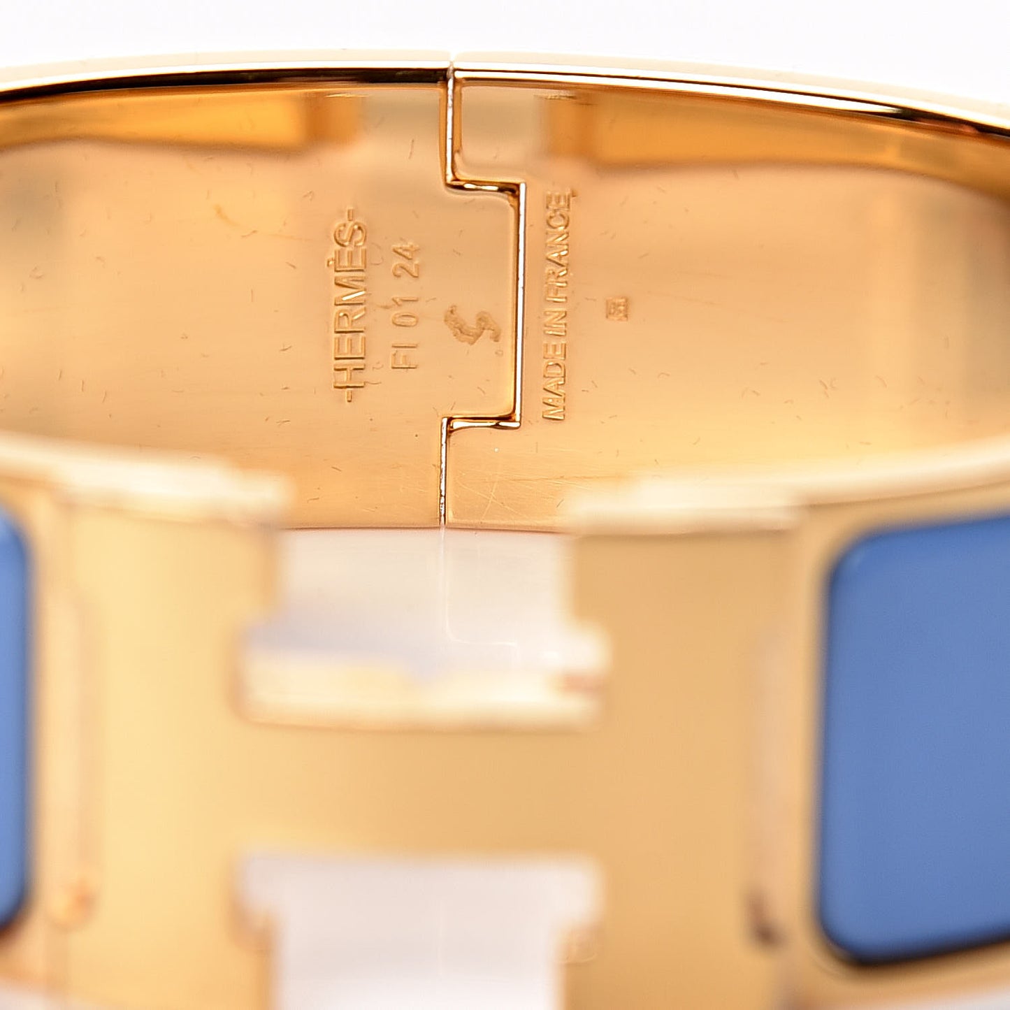Enamel Wide Clic Clac H Bracelet GM Bleu Transat