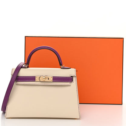 Hermes Epsom Horseshoe Mini Kelly Sellier 20 Craie Anemone 11 of 11