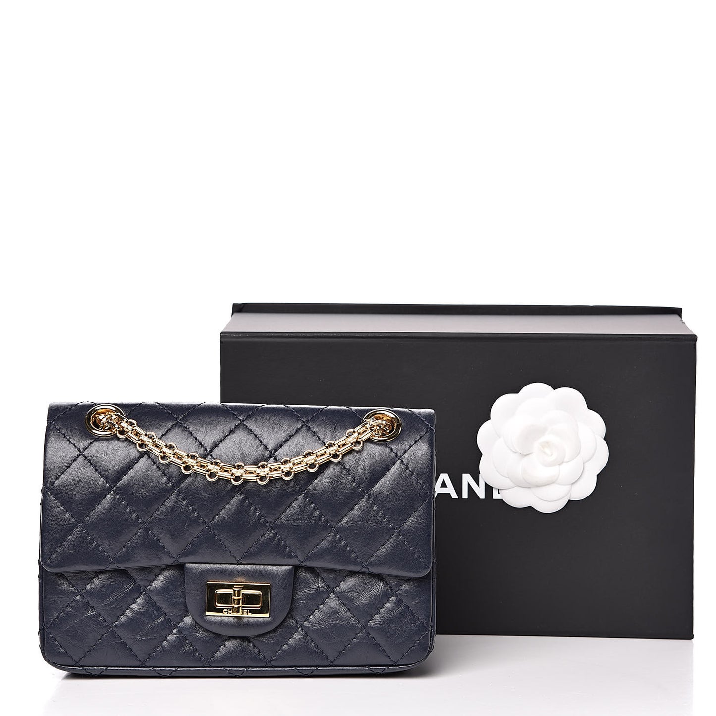 Aged Calfskin Quilted 2.55 Reissue Mini Flap Navy