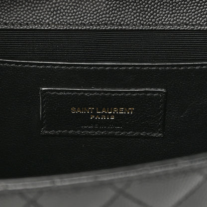Saint Laurent Grain De Poudre Textured Mixed Matelasse Triquilt Medium Monogram Satchel Black 6 of 10