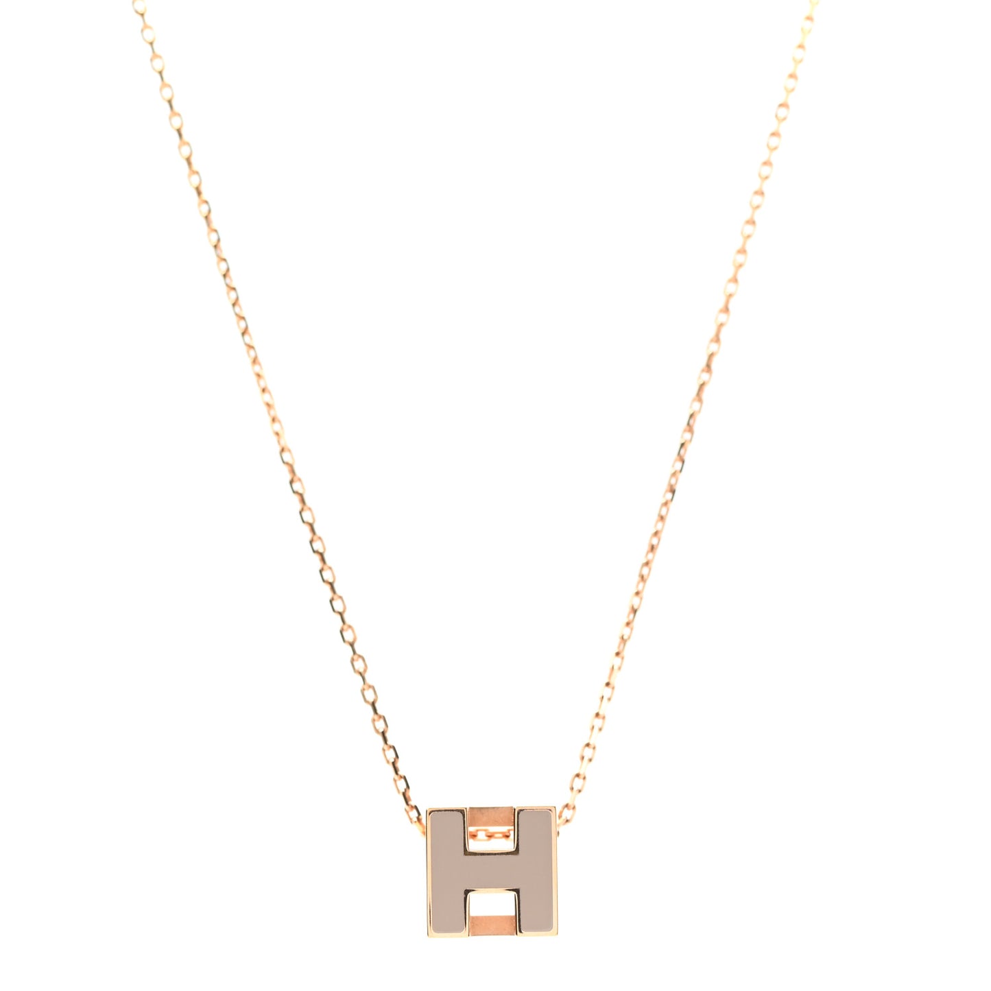 Rose Gold Lacquered Cage d'H Necklace Marron Glace