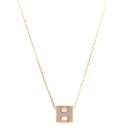 Hermes Rose Gold Lacquered Cage d'H Necklace Marron Glace 1 of 6