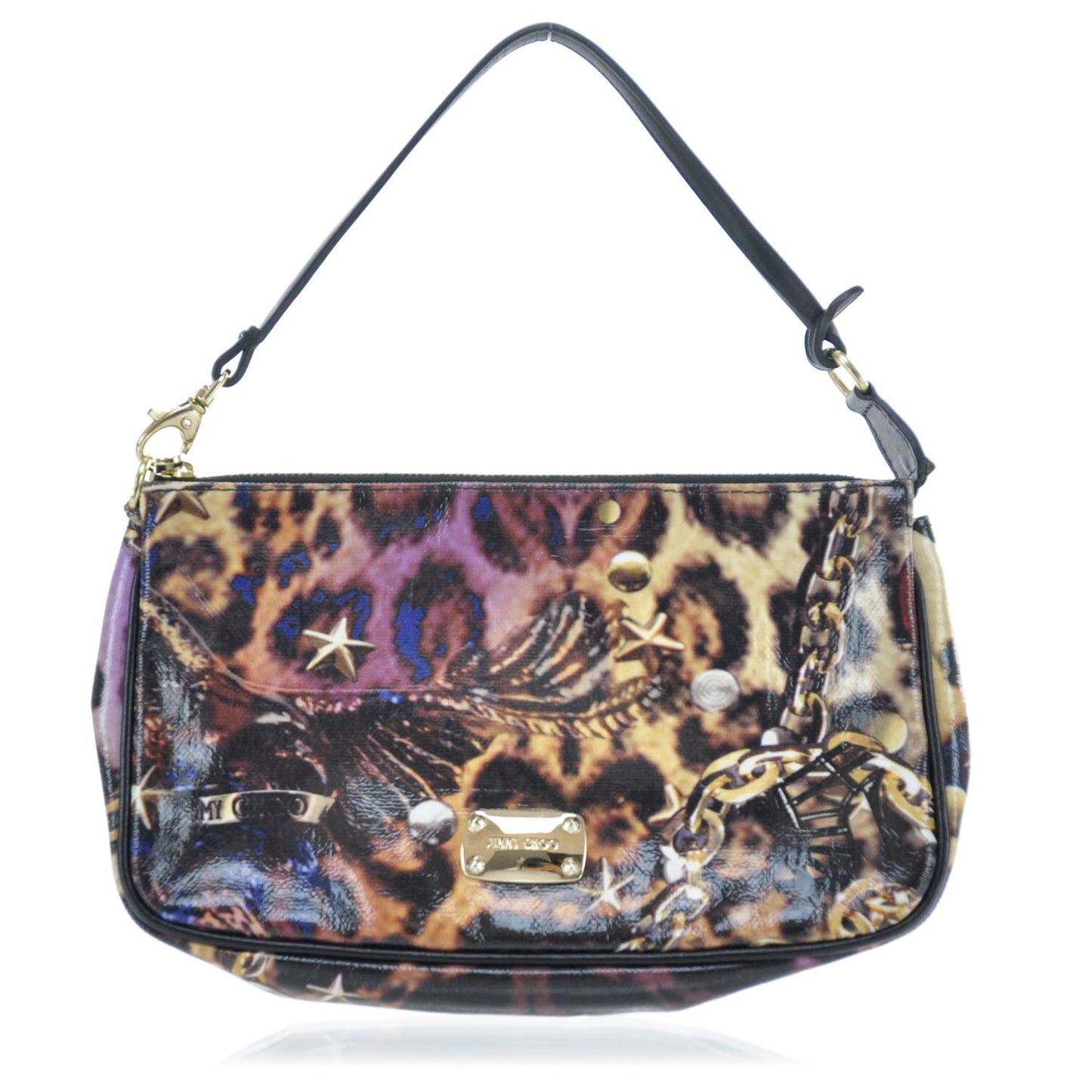 Glazed Canvas Scarlet Animal Print Clutch