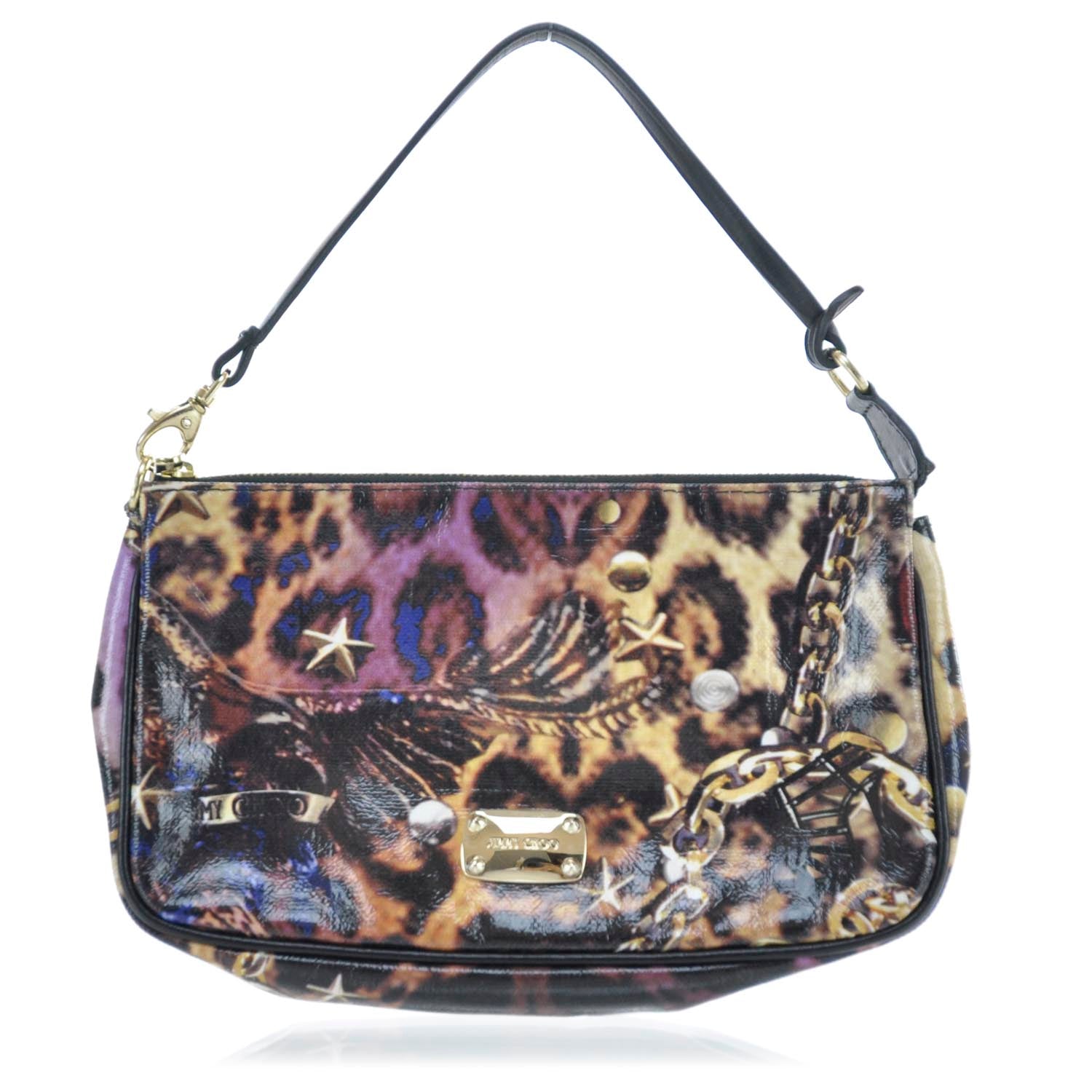 Jimmy Choo Glazed Canvas Scarlet Animal Print Clutch 1 of 8