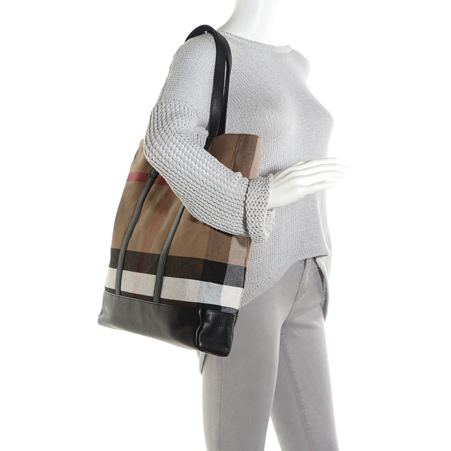 Canvas Mega Check Small Brickley Tote Black