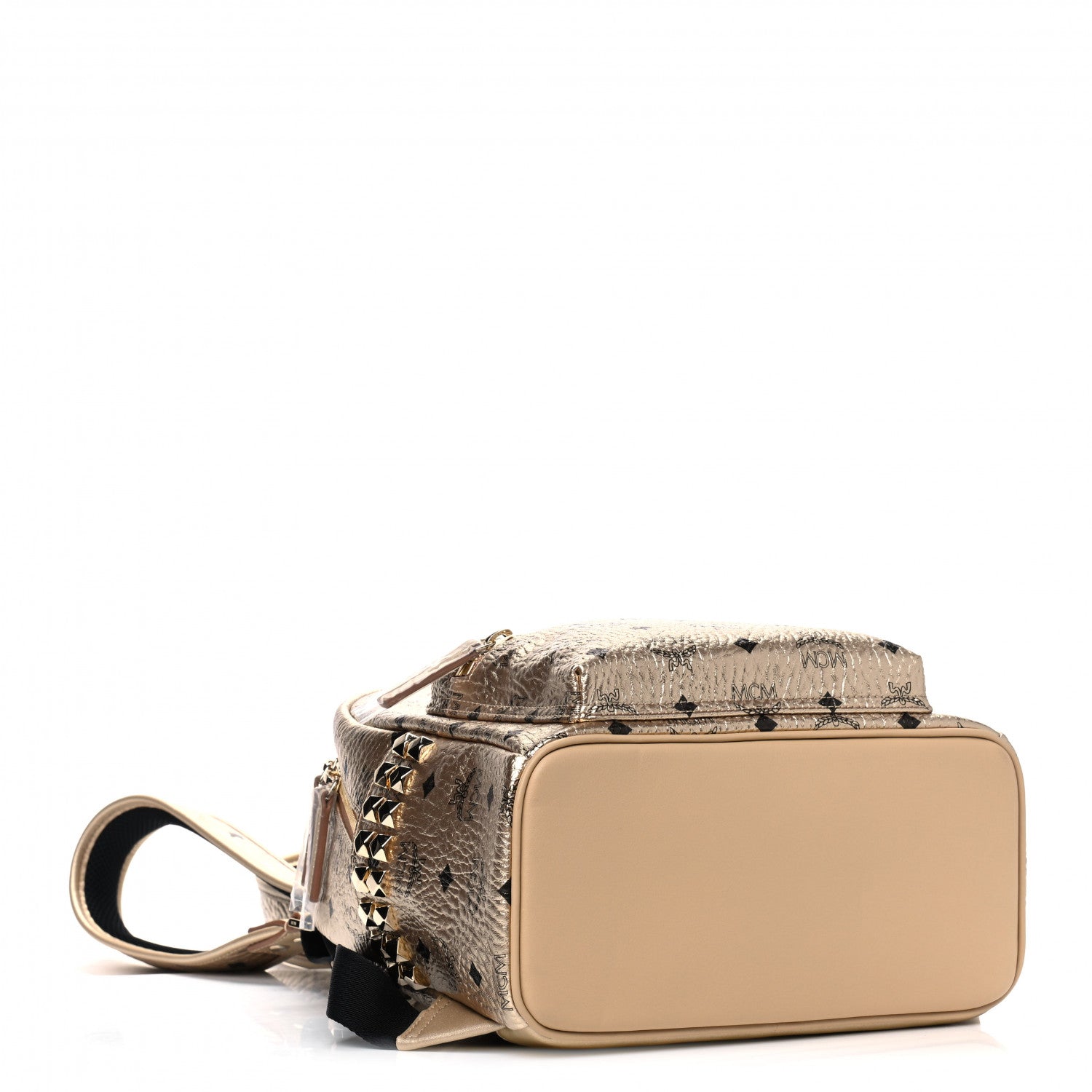 MCM Metallic Visetos Small Side Stud Stark Backpack Gold 3 of 4