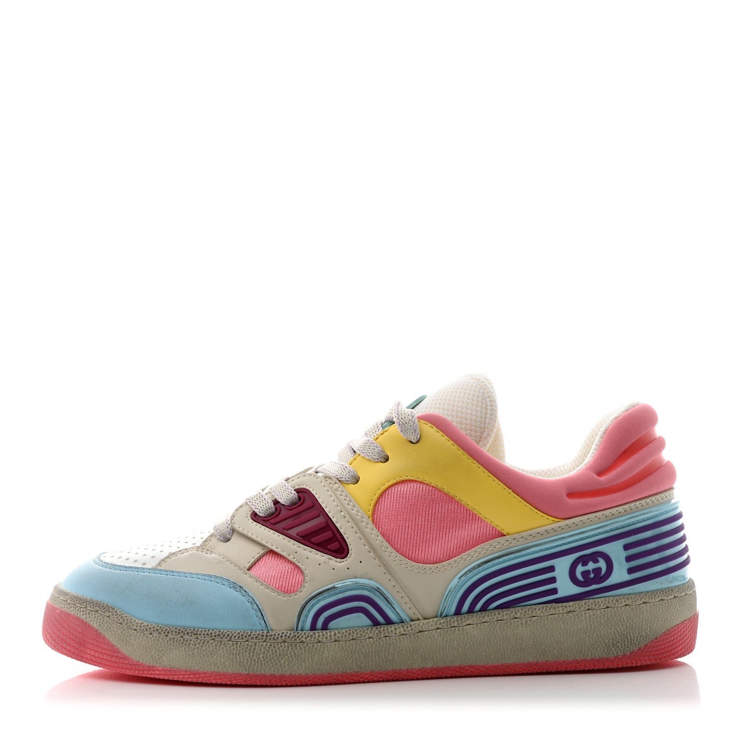 Gucci Demetra Womens Basket Low Top Sneakers 37.5 Spongy Azure Great White Mystic White Box Pink 1 of 9