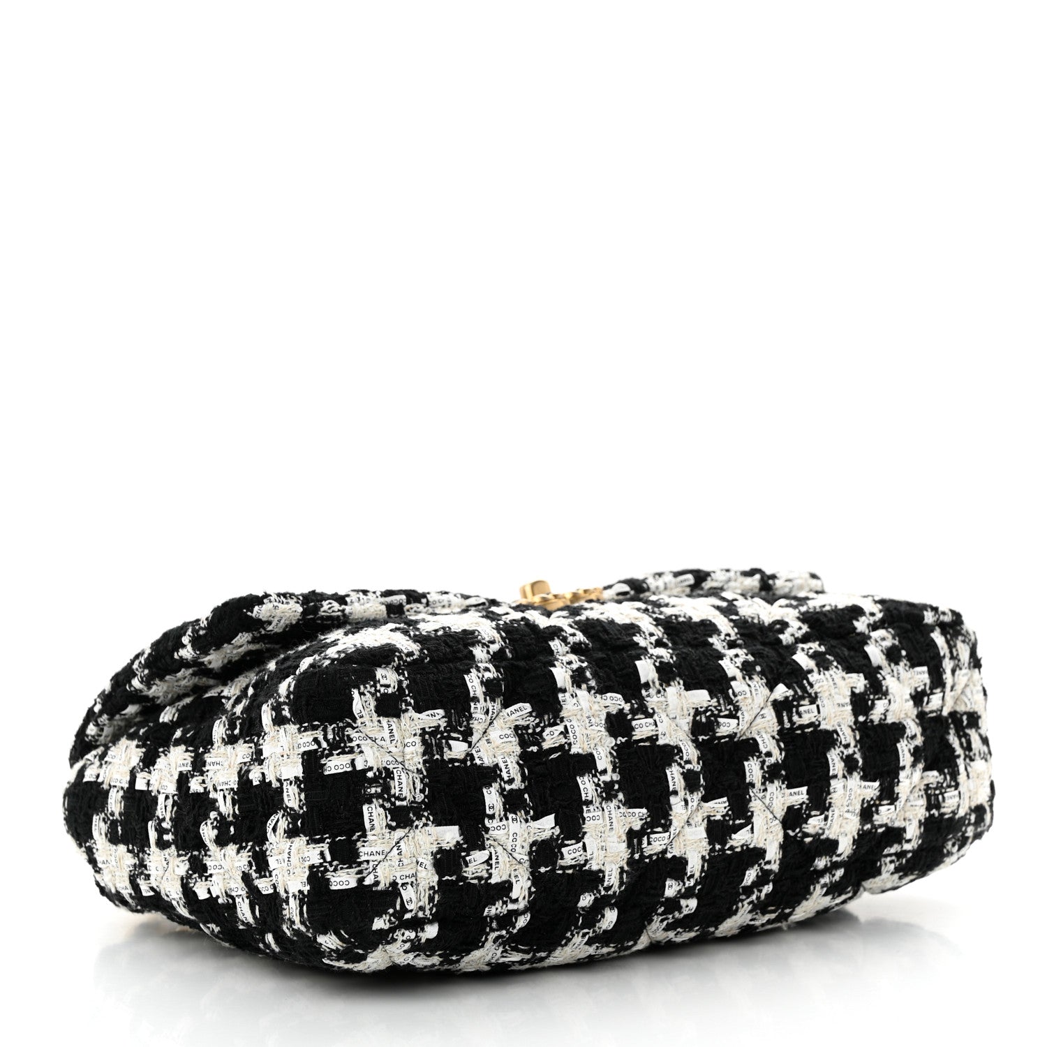 Chanel Tweed Quilted Large Chanel 19 Flap Black Ecru White 4 of 10