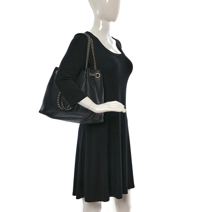 Gucci Pebbled Calfskin Studded Medium Soho Chain Shoulder Bag Black 2 of 9