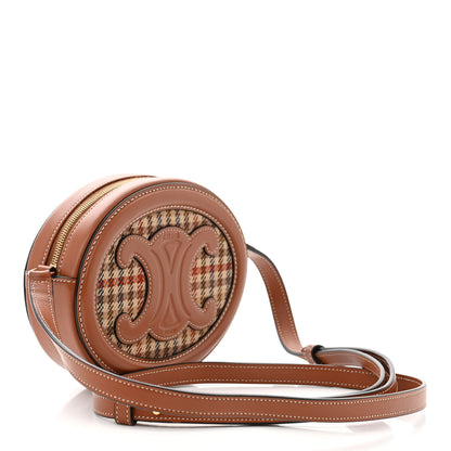 Celine Smooth Calfskin Houndstooth Cuir Small Triomphe Oval Purse Crossbody Tan 3 of 10