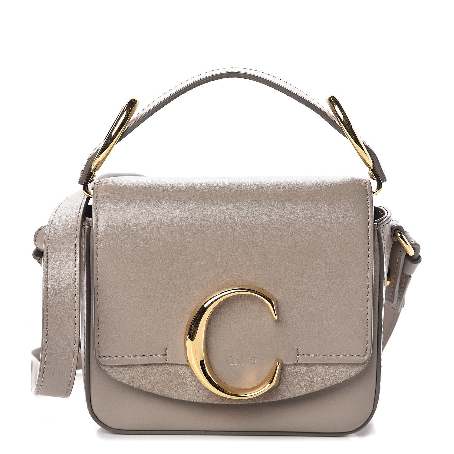 Chloe Shiny Calfskin Suede Mini C Double Carry Motty Grey 1 of 7