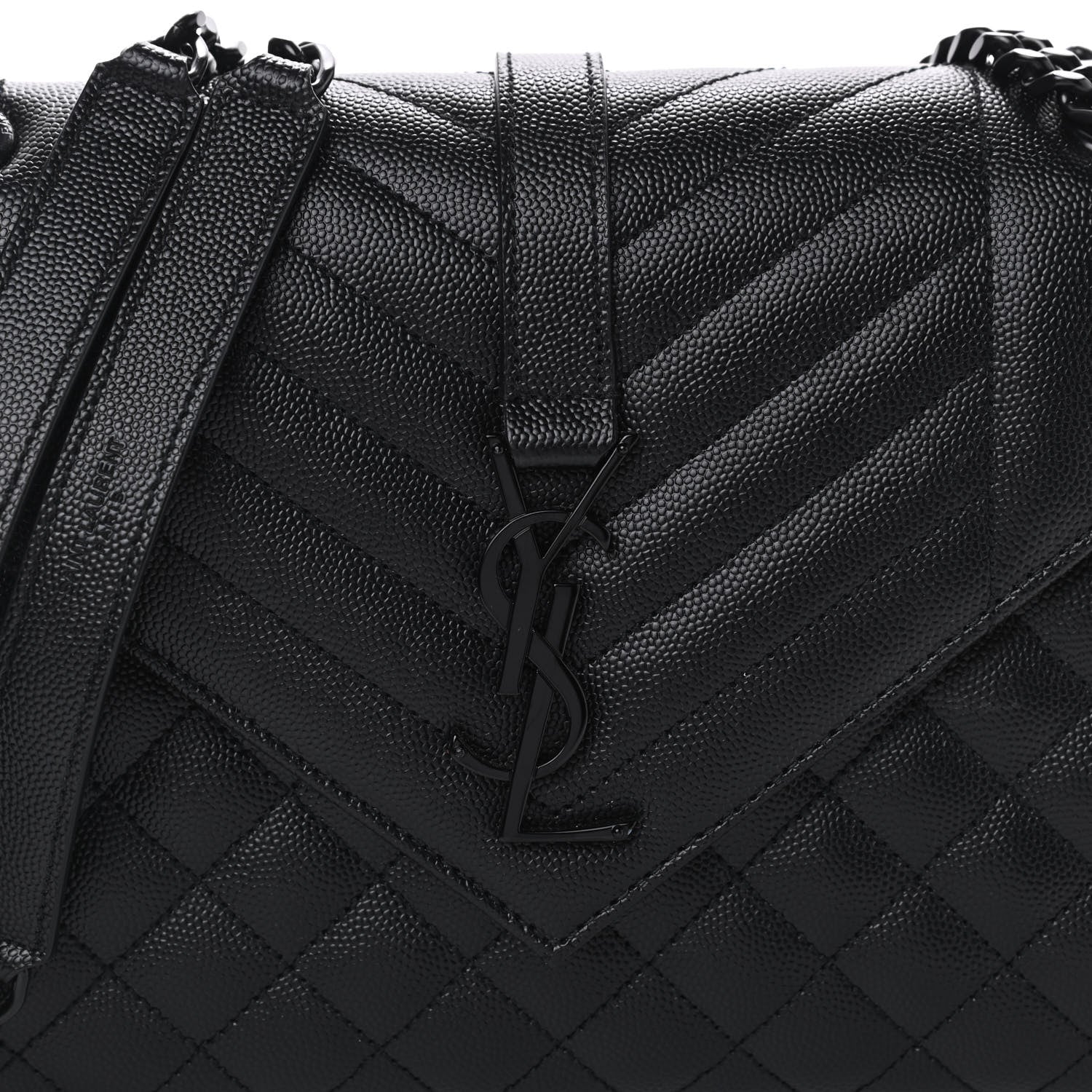 Saint Laurent Grain De Poudre Textured Mixed Matelasse Triquilt Medium Monogram Satchel Black 9 of 10