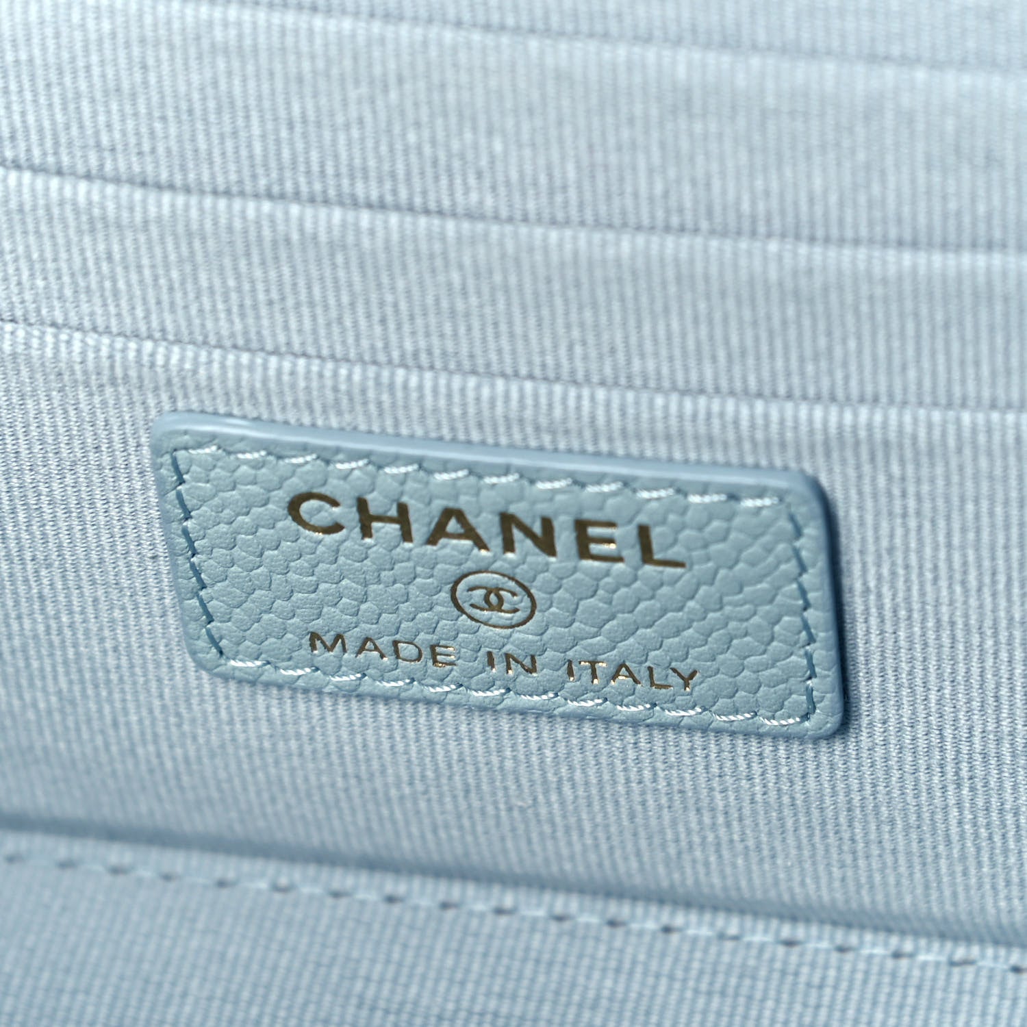 Chanel Caviar Quilted Small Tiny CC Vanity Case With Chain Light Blue 6 of 10