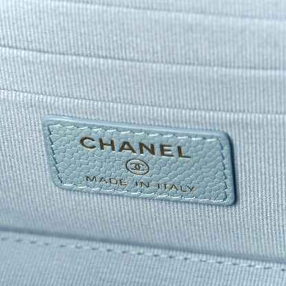 Chanel Caviar Quilted Small Tiny CC Vanity Case With Chain Light Blue 6 of 10