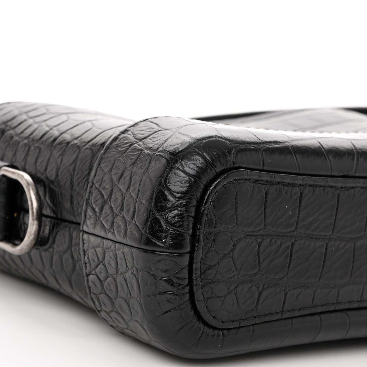 Calfskin Crocodile Embossed Small Gabrielle Cocodile Hobo Black