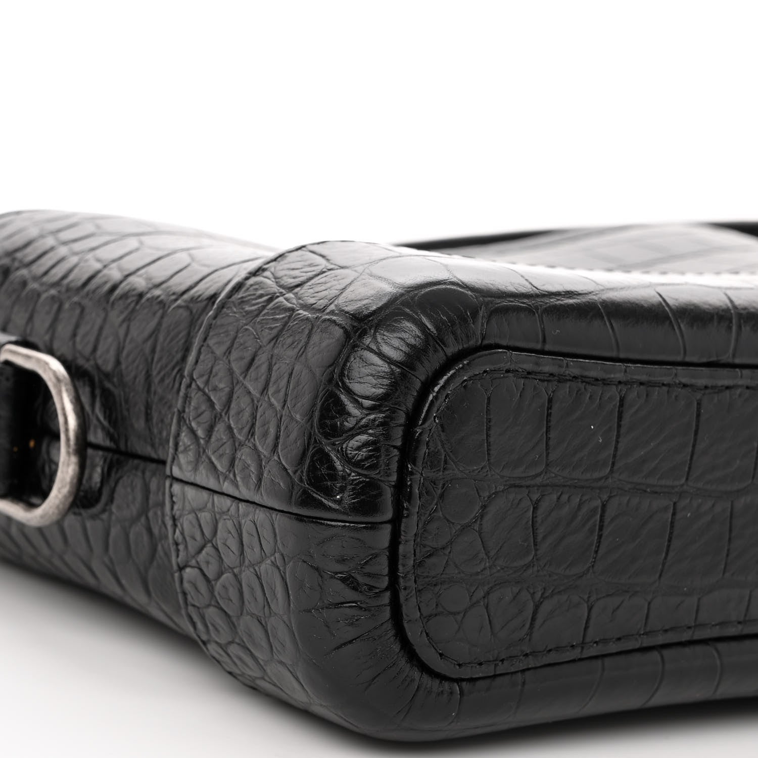 Chanel Calfskin Crocodile Embossed Small Gabrielle Cocodile Hobo Black 9 of 10