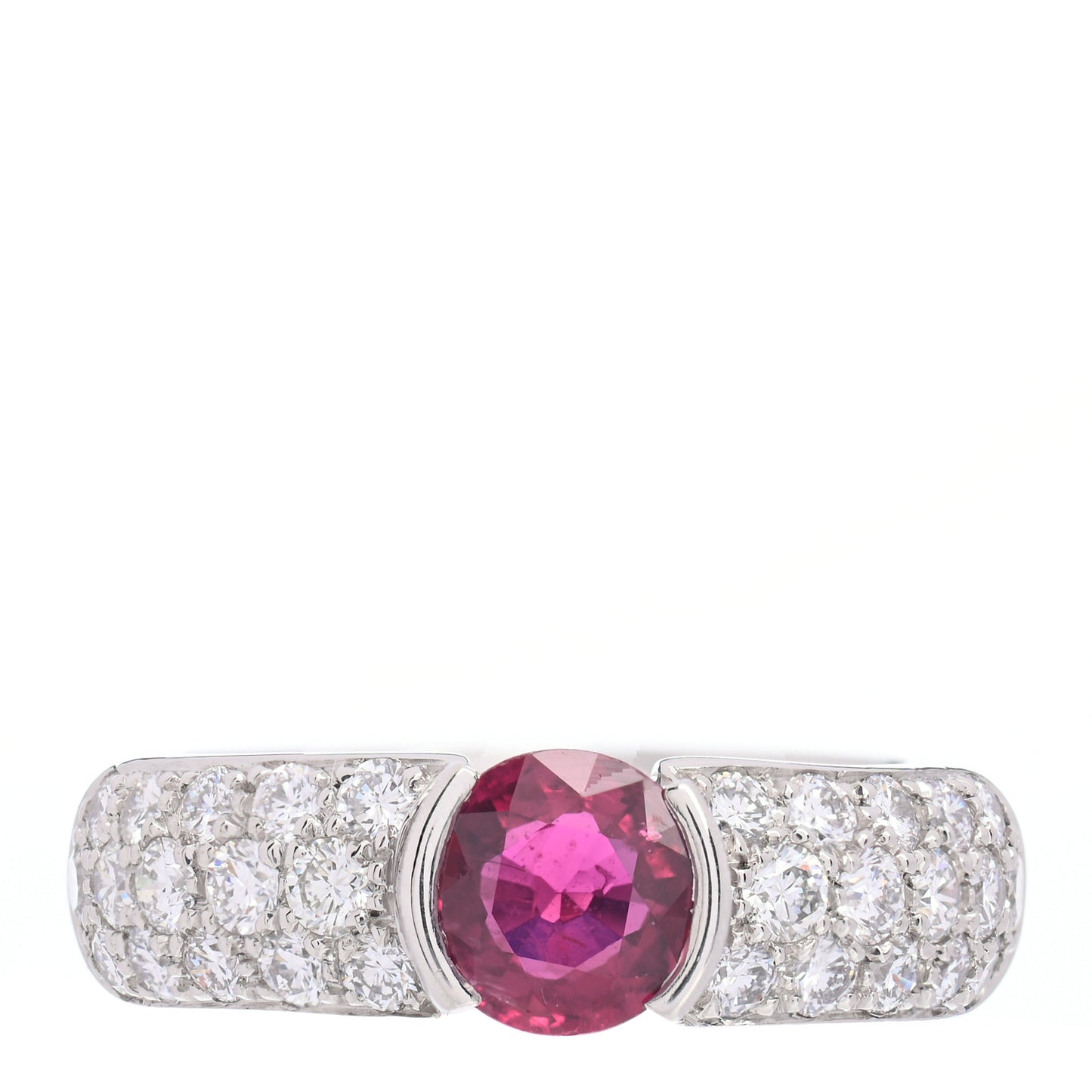Platinum Diamond Ruby Pave Ring 52 6