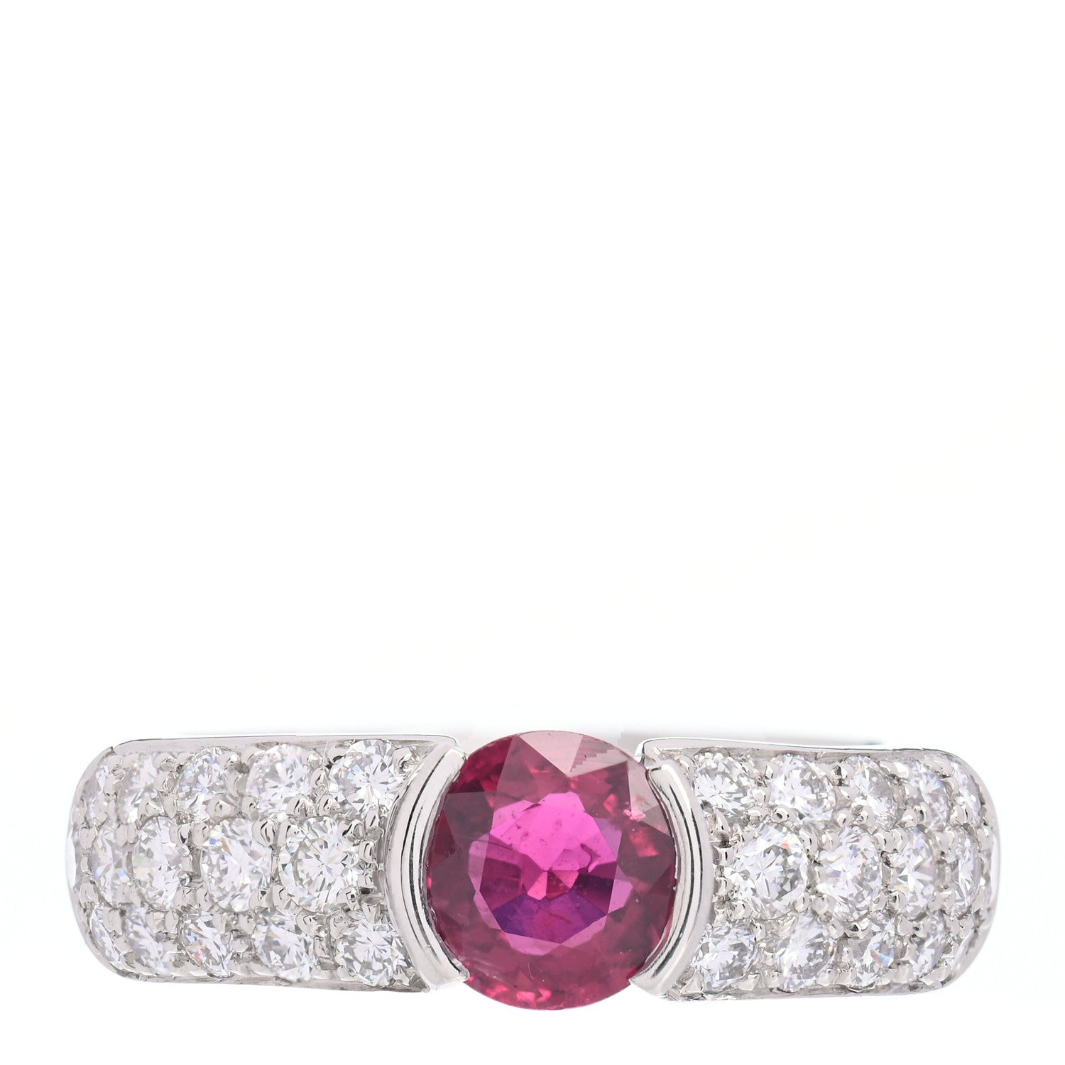 Tiffany Platinum Diamond Ruby Pave Ring 52 6 1 of 5