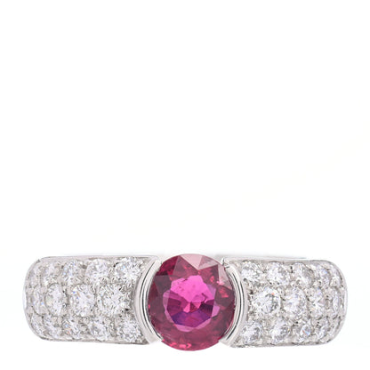 Tiffany Platinum Diamond Ruby Pave Ring 52 6 1 of 5