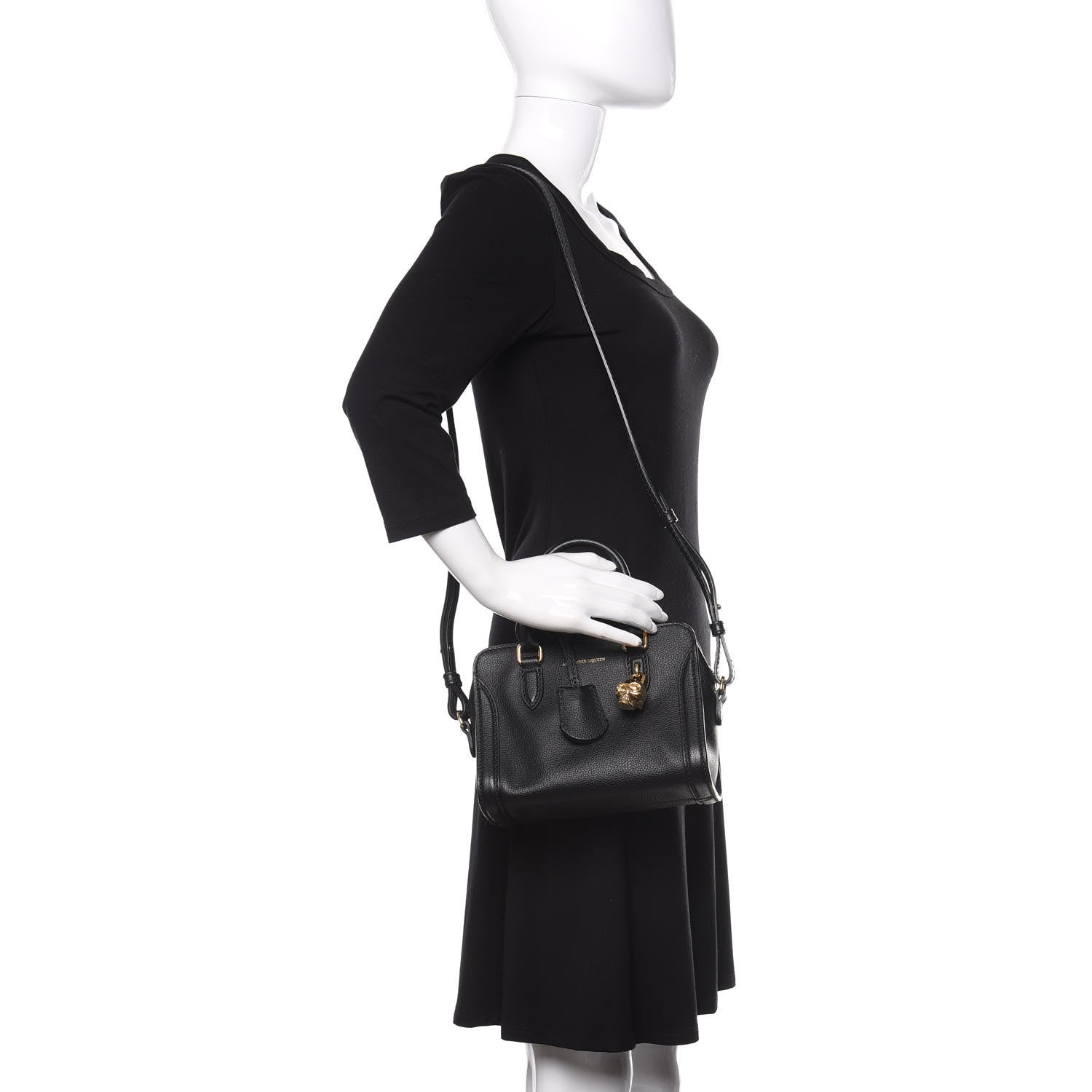 Alexander McQueen Pebbled Calfskin Mini Padlock Tote Black 2 of 10