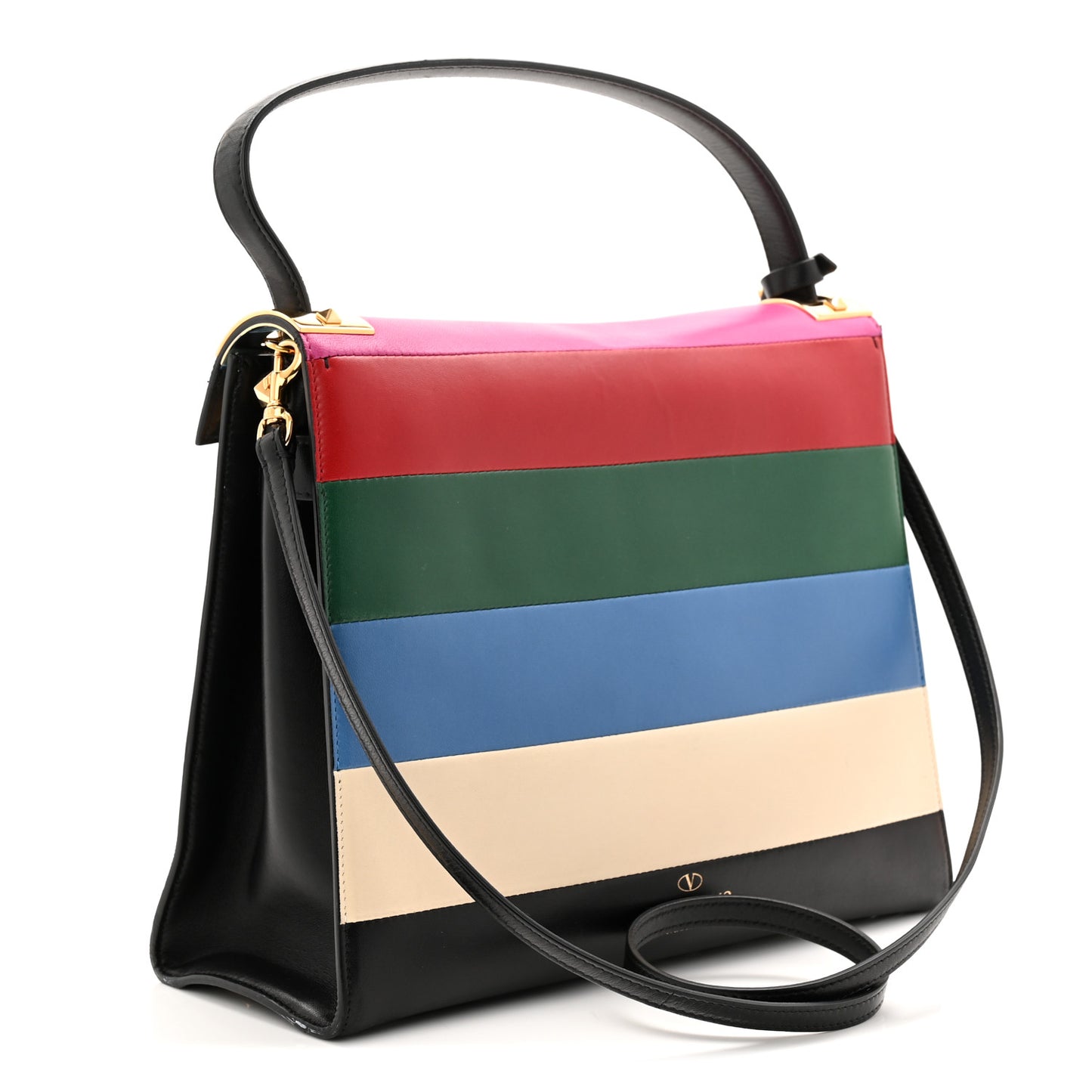 Vitello Striped Medium My Rockstud Frame Bag Multicolor