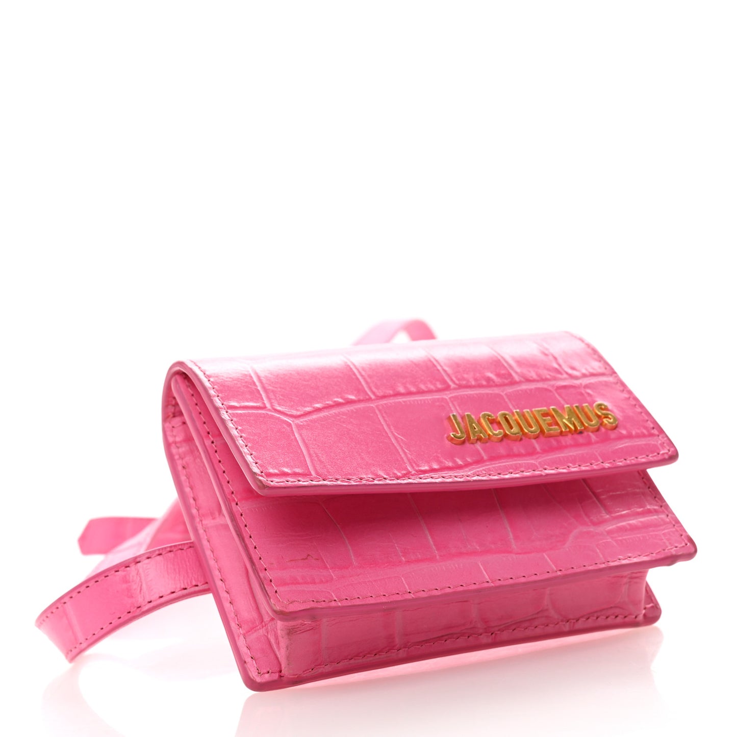 Calfskin Crocodile Embossed Le Ceinture Bello Belt Bag Pink