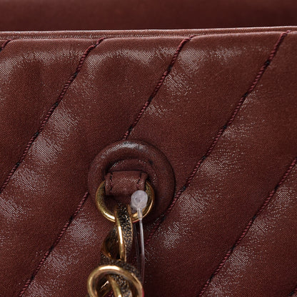 Chanel Iridescent Calfskin Chevron Quilted Surpique Tote Burgundy 11 of 18