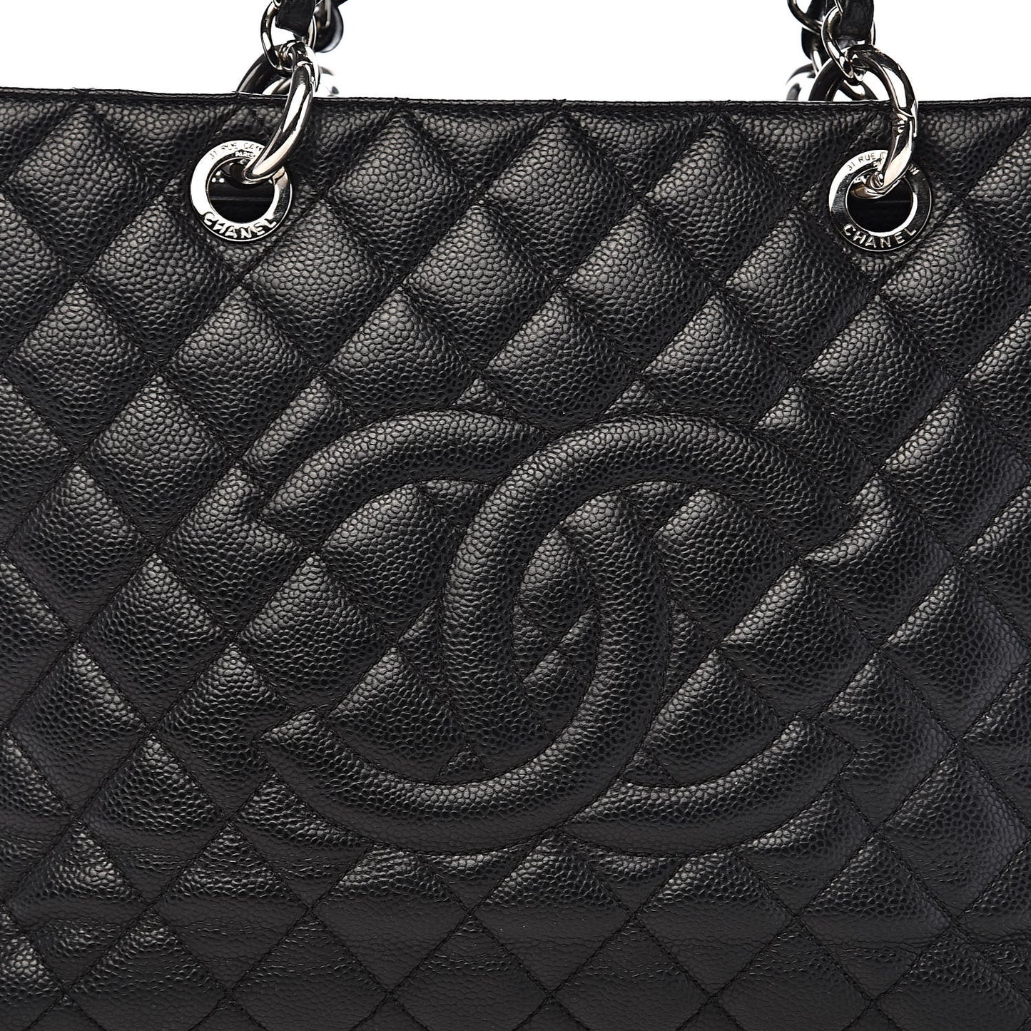 Caviar Quilted Grand Shopping Tote GST Black