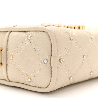 Marc Jacobs Calfskin Quilted Pearl The Softshot 17 Crossbody Oatmilk 9 of 10