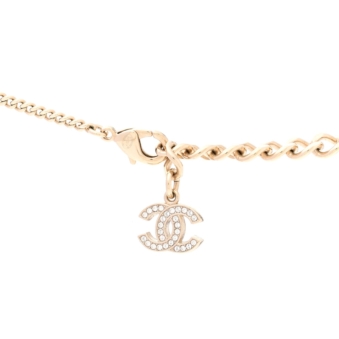 Crystal Baguette CC Necklace Gold