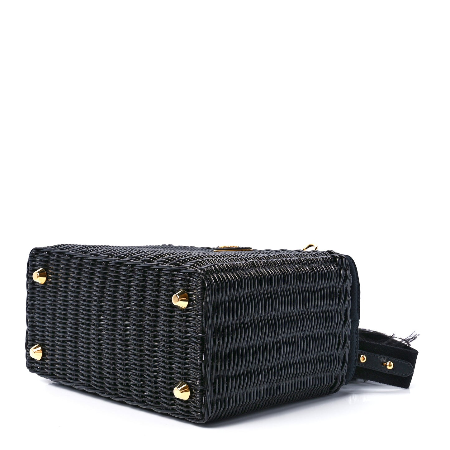 Wicker Canvas Shoulder Bag Black