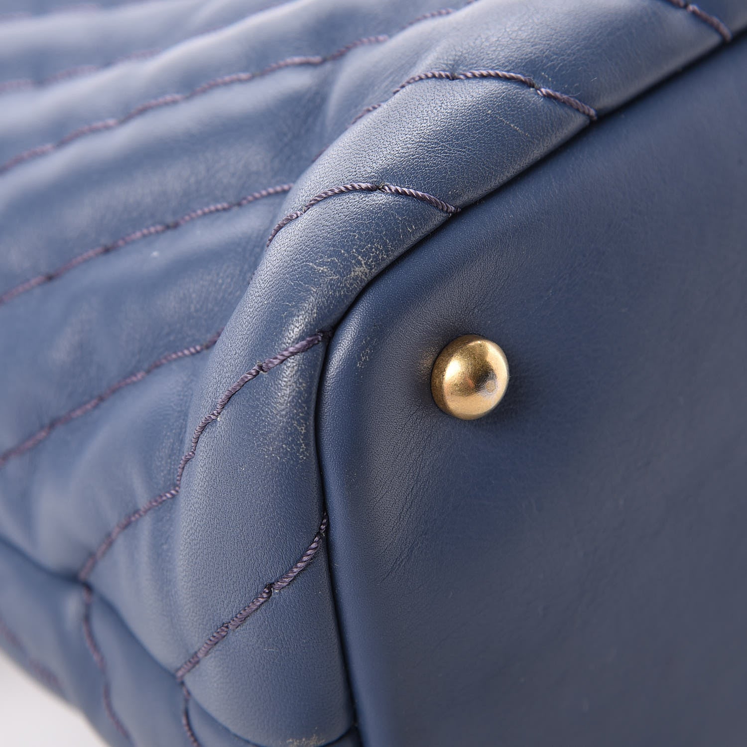 Chanel Calfskin Chevron Quilted Surpique Tote Blue 10 of 15