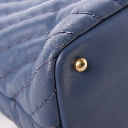Chanel Calfskin Chevron Quilted Surpique Tote Blue 10 of 15