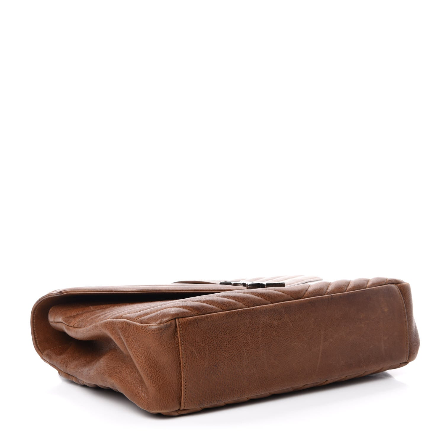 Saint Laurent Calfskin Matelasse Chevron Monogram Large College Bag Cognac 4 of 15