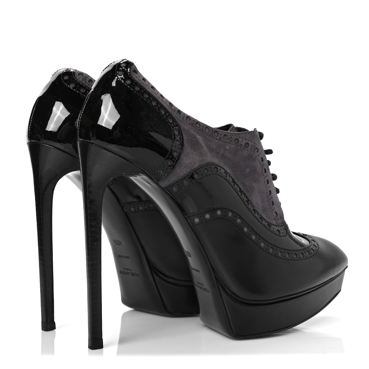 Nappa Patent Suede Tribtoo 105 Lace Up Booties 40.5 Black