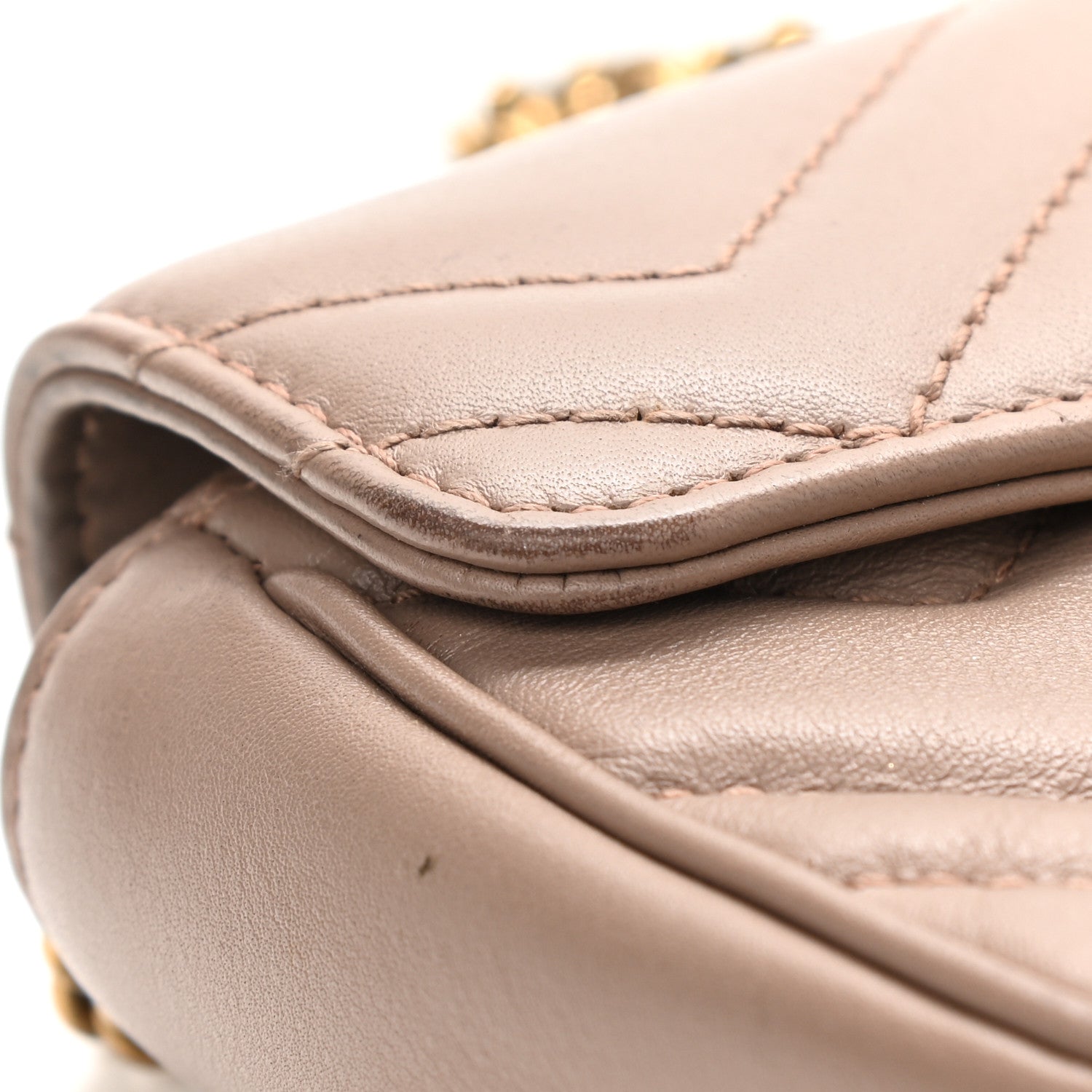 Gucci Calfskin Matelasse Super Mini GG Marmont Shoulder Bag Porcelain Rose 13 of 17