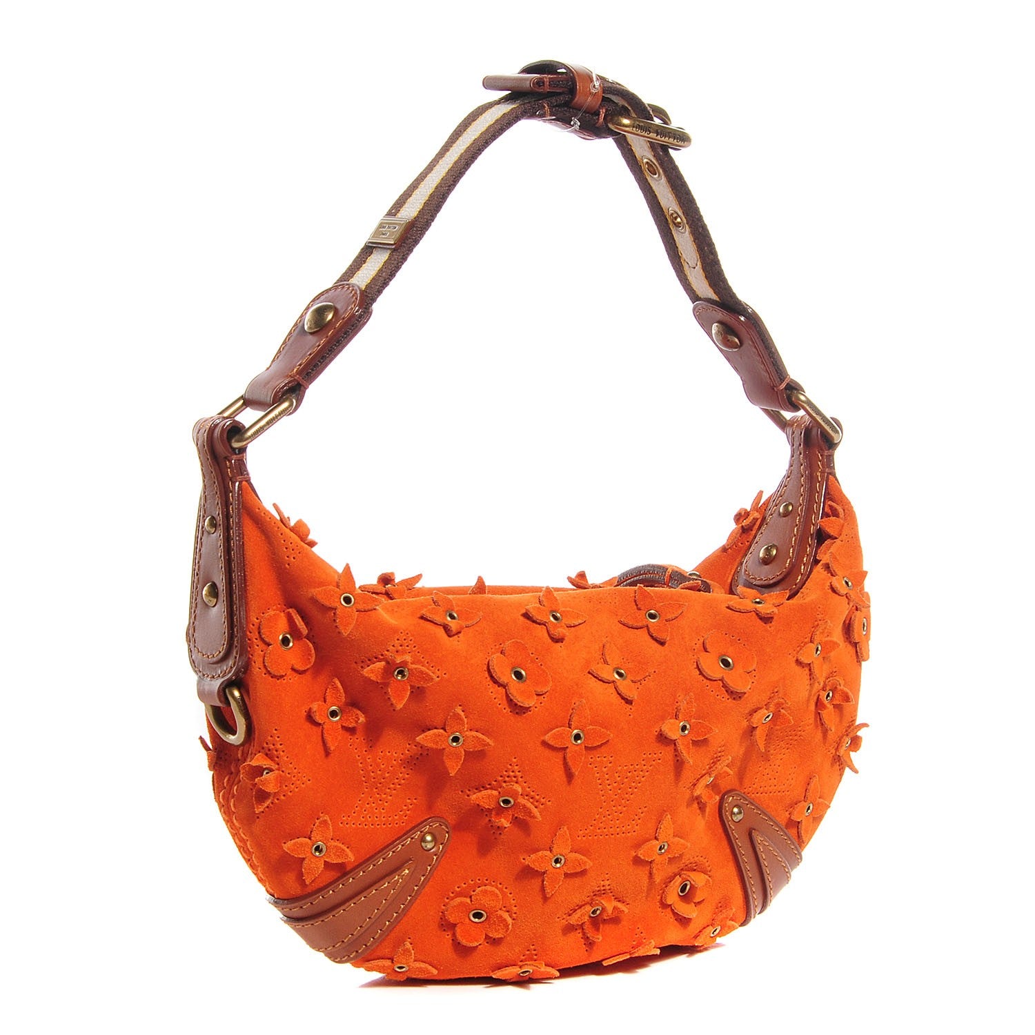 Louis Vuitton Suede Mahina Fleurs Onatah PM Orange 3 of 7