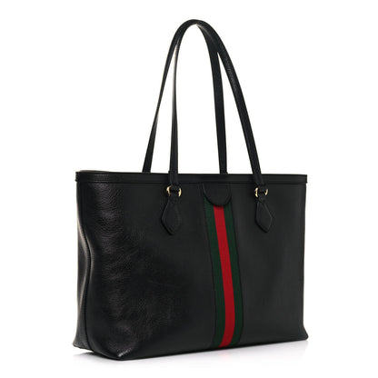 Gucci Textured Calfskin Web Medium Ophidia Shopping Tote Black 3 of 15