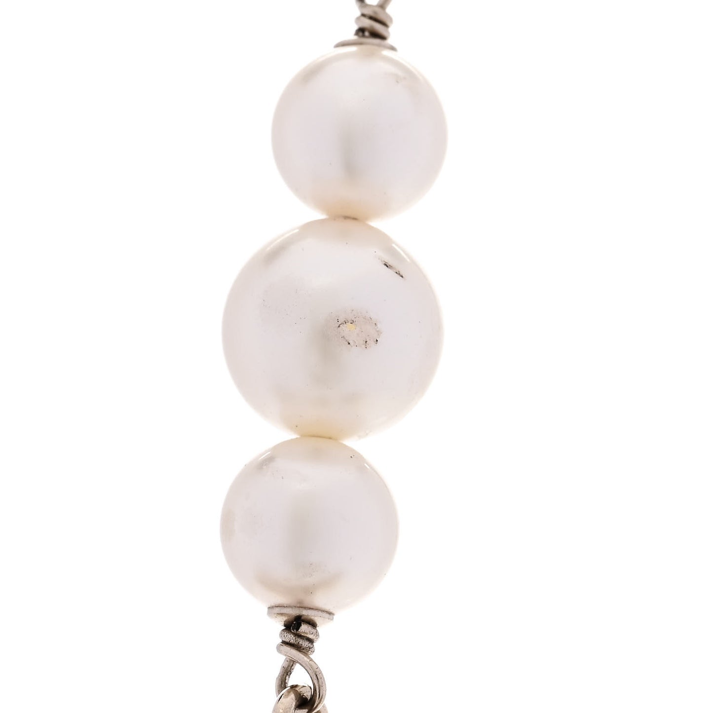Pearl Multistrand CC Long Necklace Pearly White
