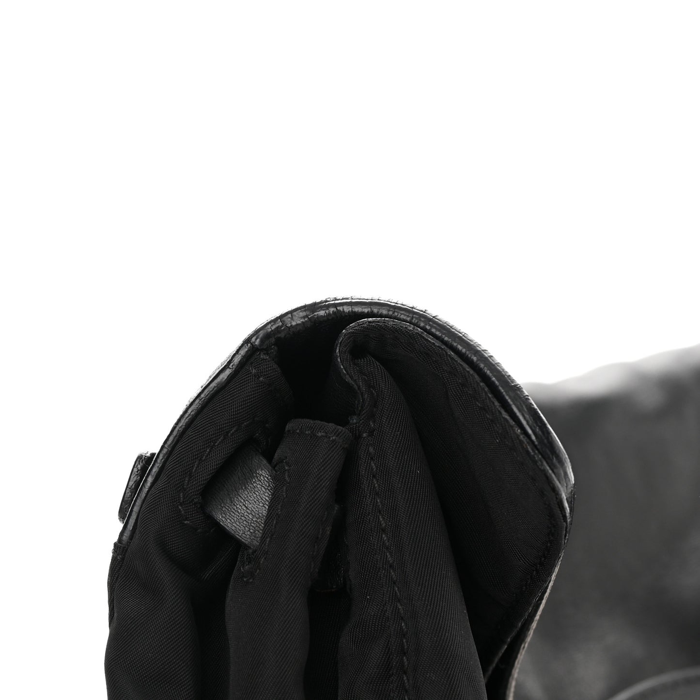 Tessuto Nylon Nappa Foldover Pushlock Satchel Black