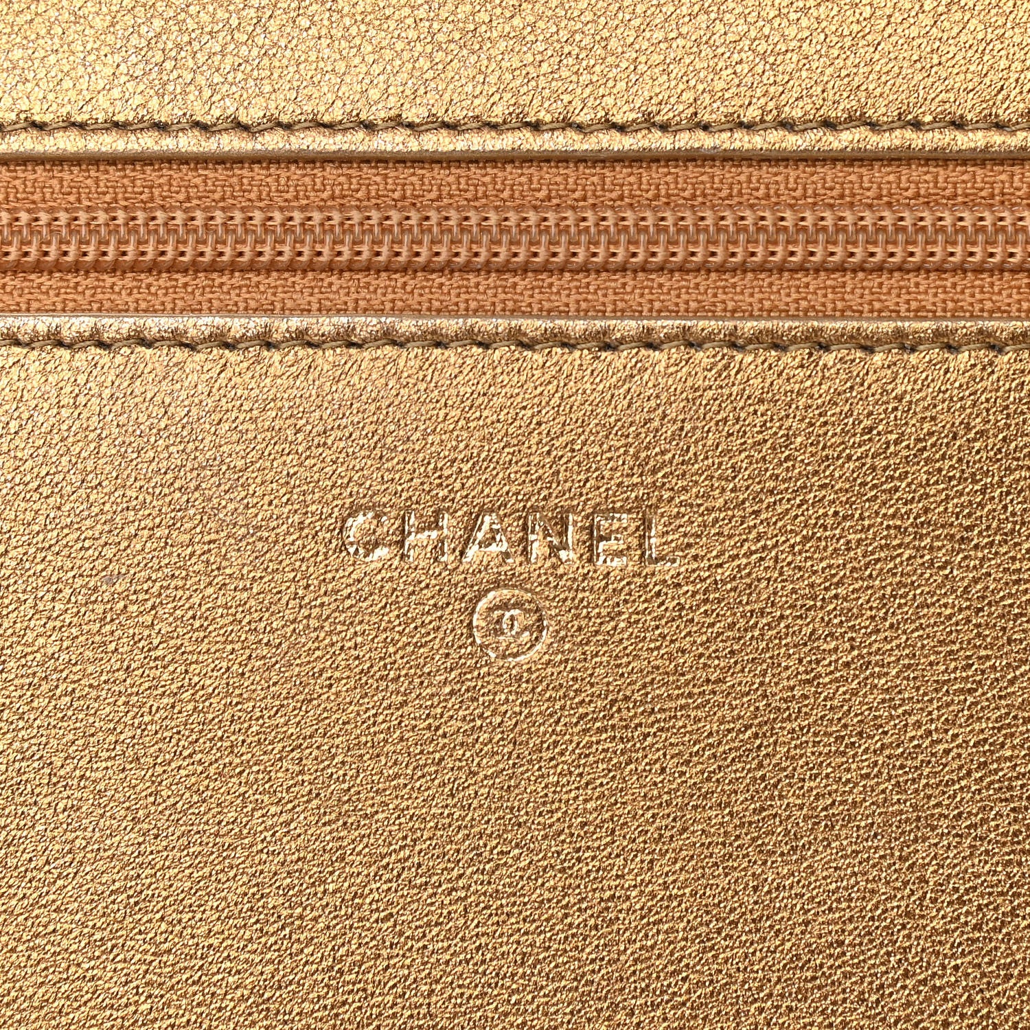 Chanel Metallic Lambskin Quilted Diamond CC Wallet On Chain WOC Bronze 5 of 11