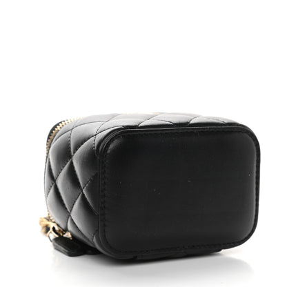 Chanel Lambskin Quilted Mini Pearl Crush Vanity Case With Chain Black 4 of 9