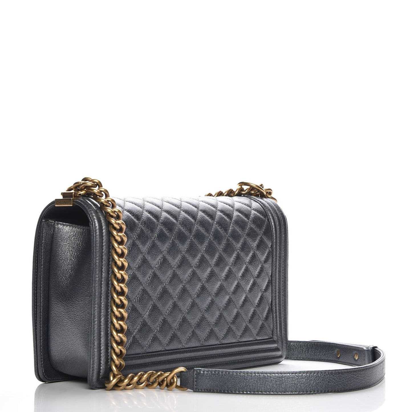 Pearl Caviar Quilted New Medium Boy Flap Charcoal