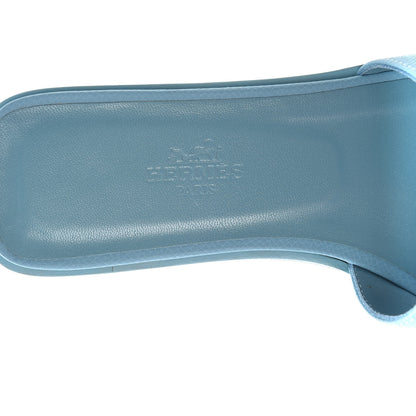 Hermes Epsom Oran Sandals 36.5 Bleu Littoral 6 of 7